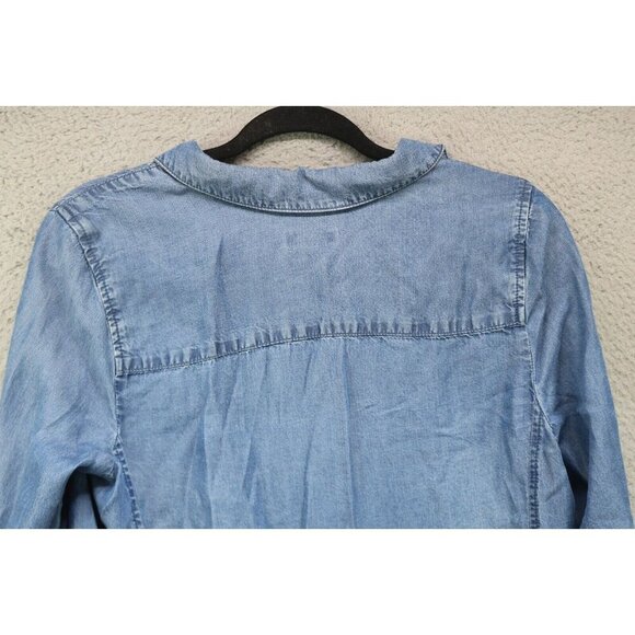 J. Jill Denim Long Sleeve Button Down Tunic-Size Small/Petite-Pockets-Chambray - Picture 10 of 10